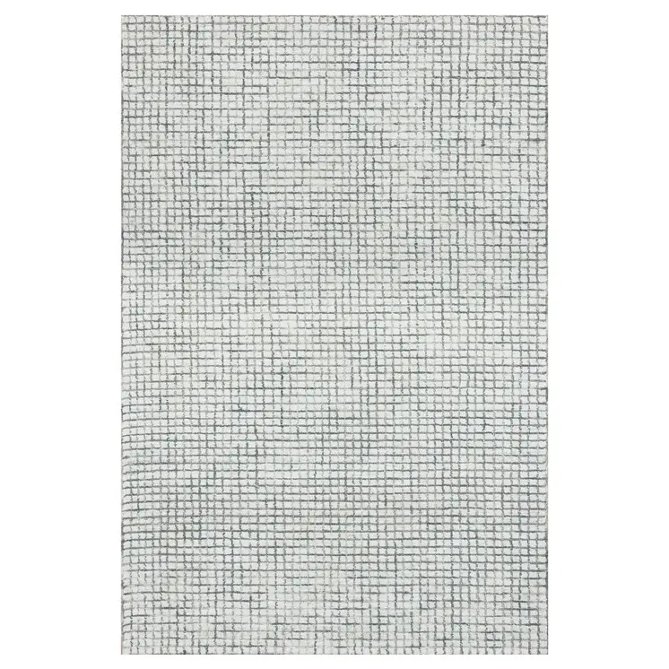 10' X 14' Gray and Ivory Wool Checkered Hand Hooked Area Rug