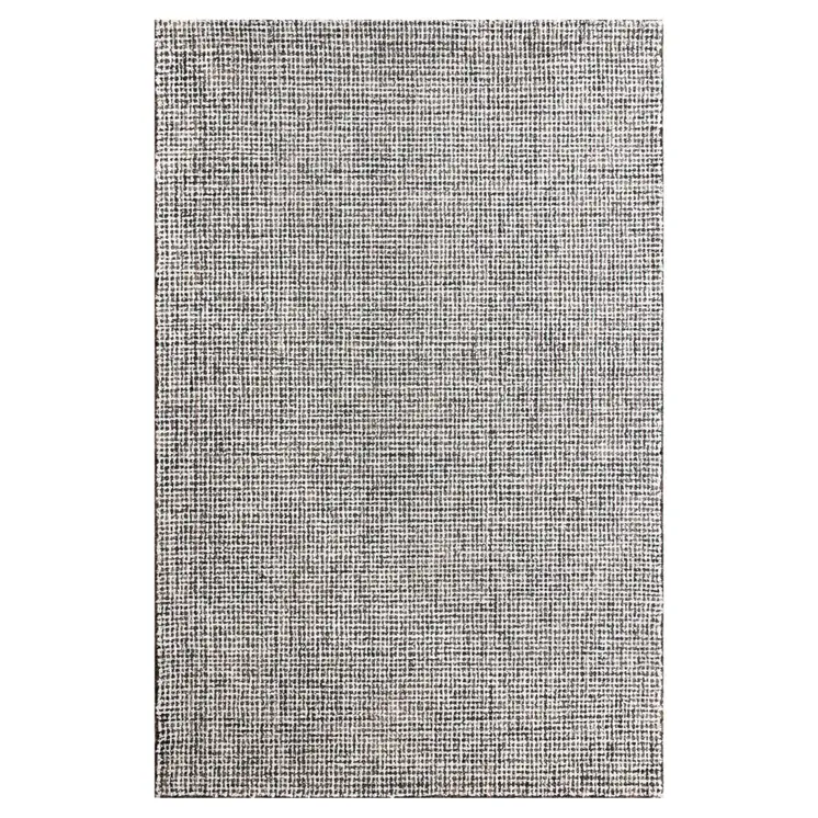 10' X 14' Gray and Ivory Wool Checkered Hand Tufted Area Rug