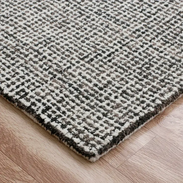 10' X 14' Gray and Ivory Wool Checkered Hand Tufted Area Rug