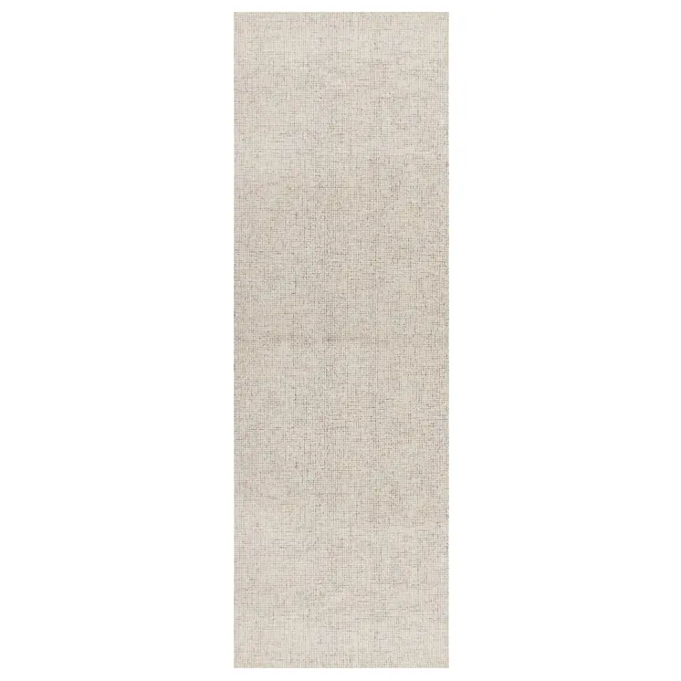 8' Beige And Brown Wool Abstract Hand Tufted Runner Rug