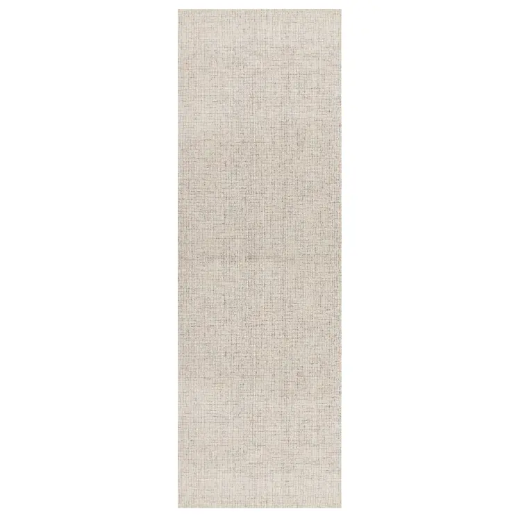 8' Beige And Brown Wool Abstract Hand Tufted Runner Rug
