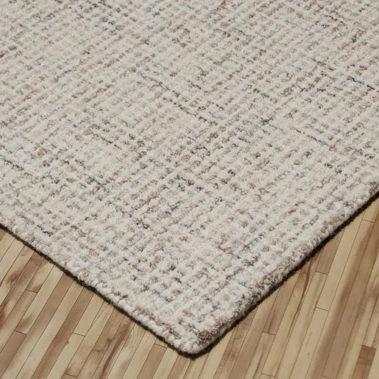 5' X 7' Beige and Brown Wool Abstract Hand Tufted Area Rug