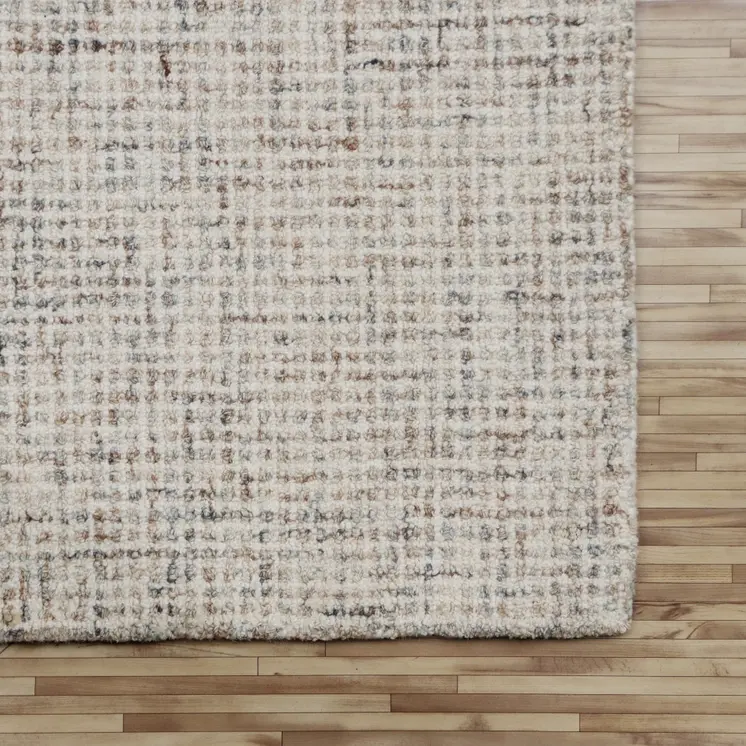 5' X 7' Beige and Brown Wool Abstract Hand Tufted Area Rug