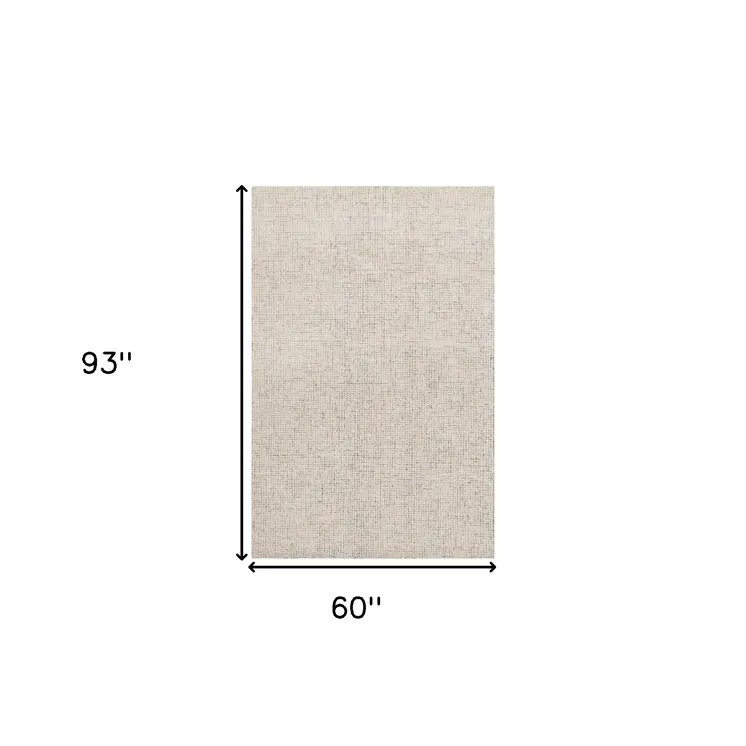 5' X 7' Beige and Brown Wool Abstract Hand Tufted Area Rug