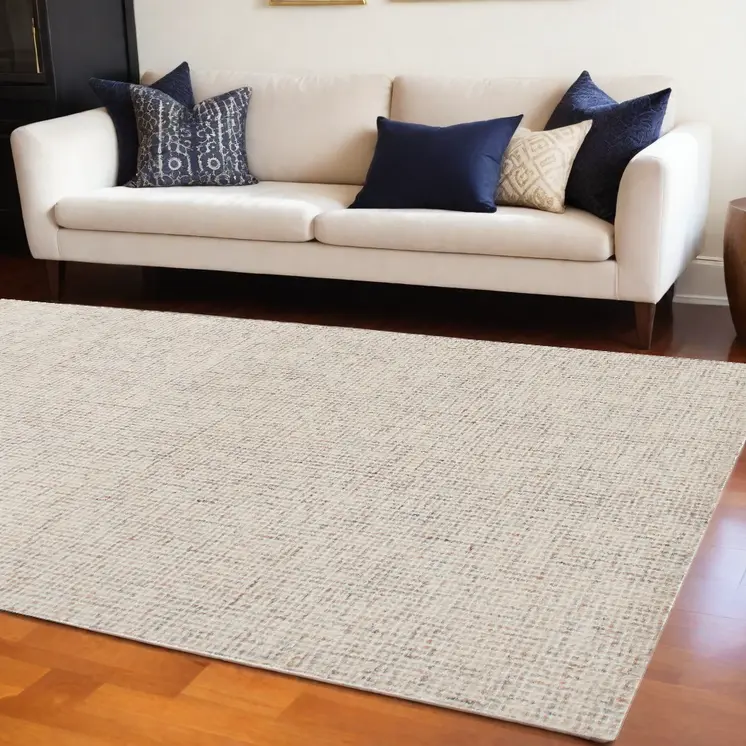 8' X 10' Beige and Brown Wool Abstract Hand Tufted Area Rug