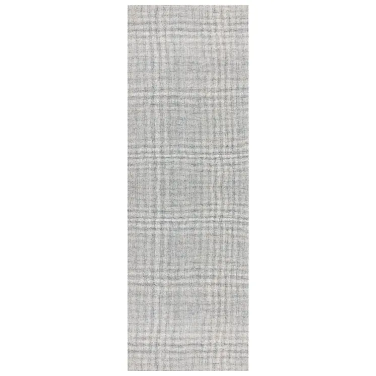 8' Blue And Ivory Wool Abstract Hand Tufted Runner Rug