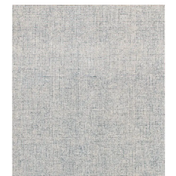 8' Blue And Ivory Wool Abstract Hand Tufted Runner Rug