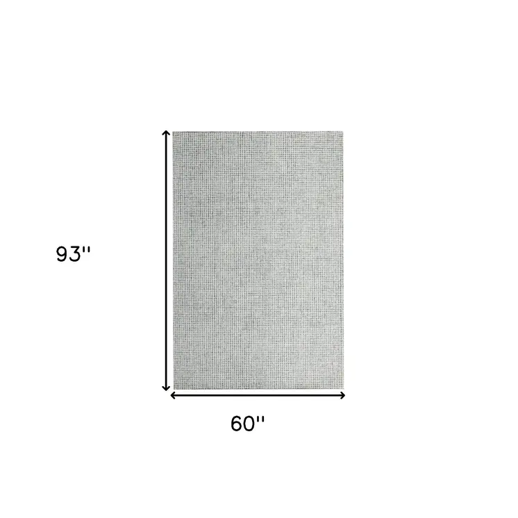 5' X 7' Green and Ivory Wool Checkered Hand Tufted Area Rug