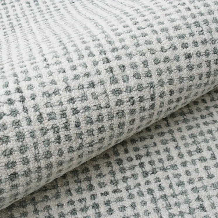 8' X 10' Green and Ivory Wool Checkered Hand Tufted Area Rug