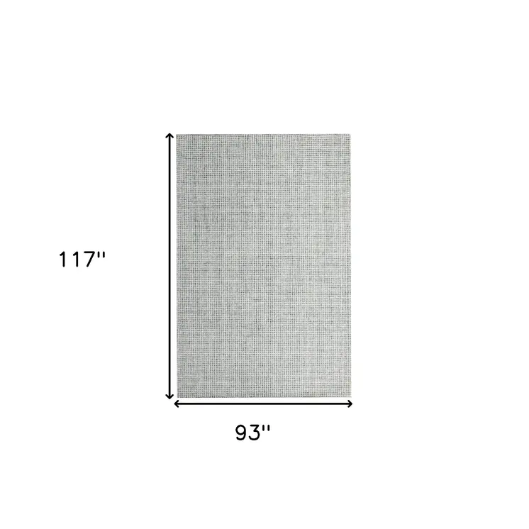 8' X 10' Green and Ivory Wool Checkered Hand Tufted Area Rug