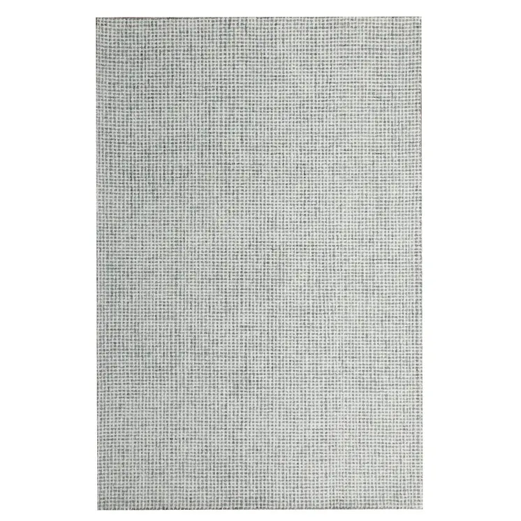 9' X 12' Green and Ivory Wool Checkered Hand Tufted Area Rug