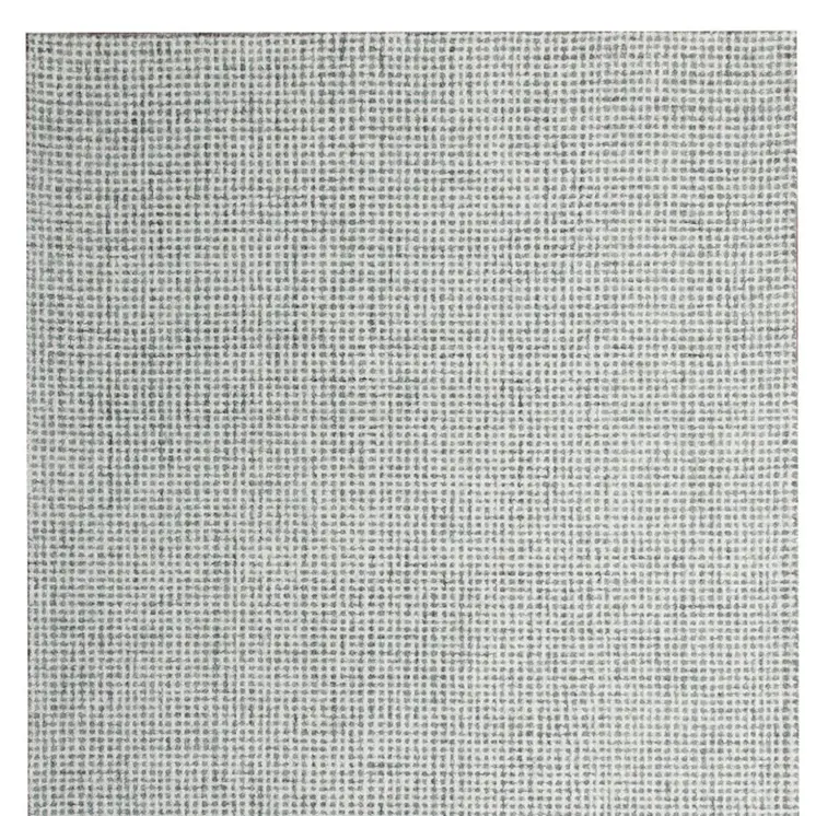 9' X 12' Green and Ivory Wool Checkered Hand Tufted Area Rug