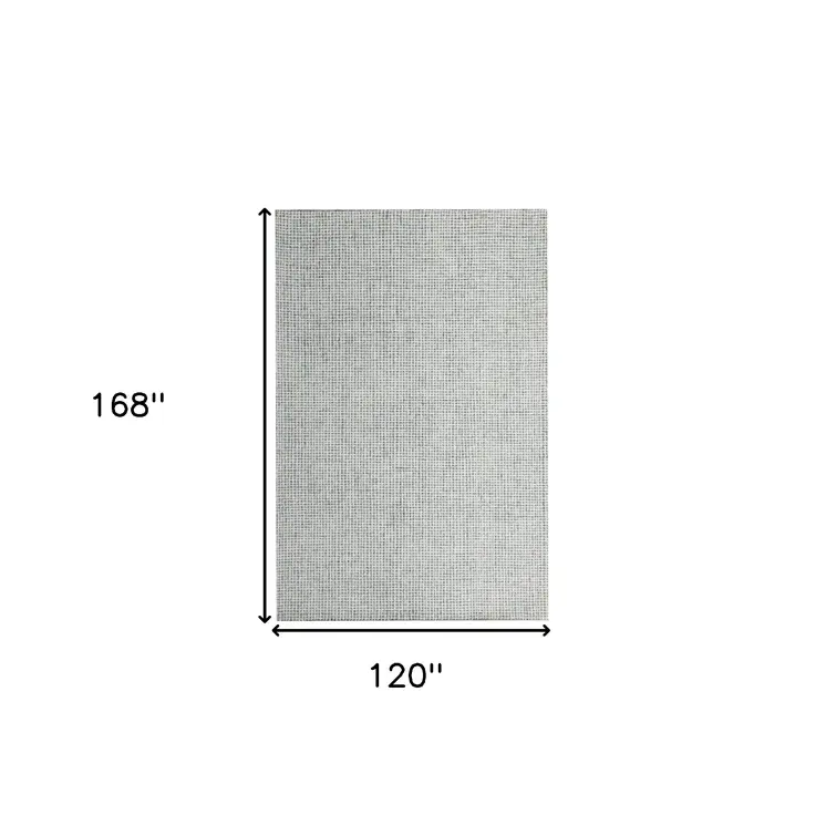 10' X 14' Green and Ivory Wool Checkered Hand Tufted Area Rug