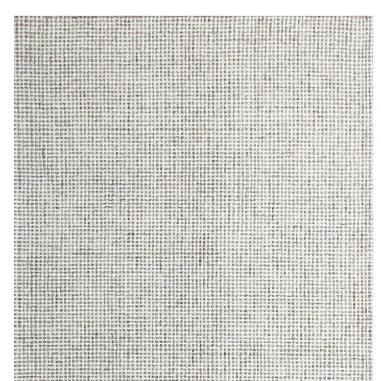 8' Gray And Ivory Wool Checkered Hand Tufted Runner Rug