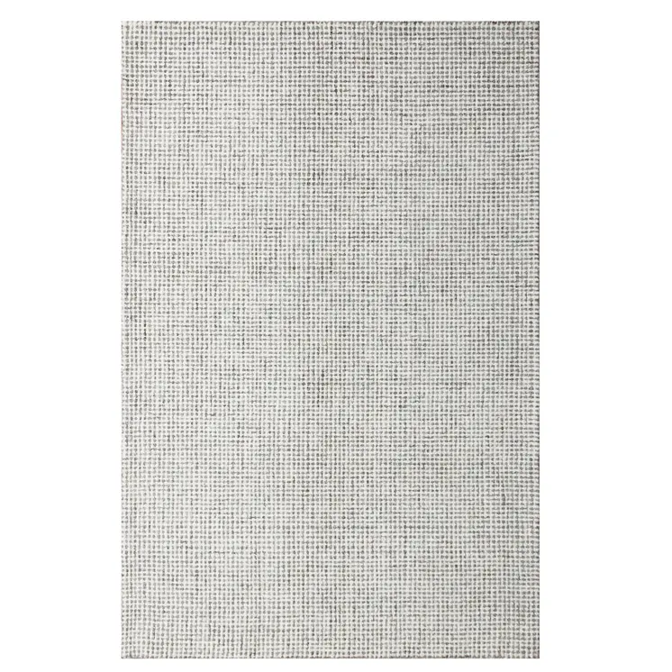 8' X 10' Gray and Ivory Wool Checkered Hand Tufted Area Rug