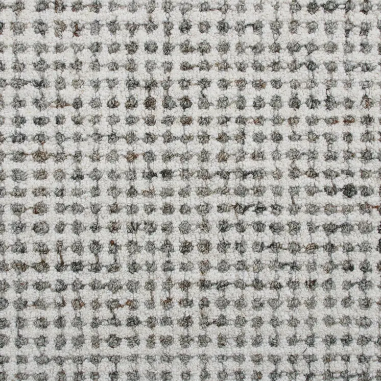 8' X 10' Gray and Ivory Wool Checkered Hand Tufted Area Rug
