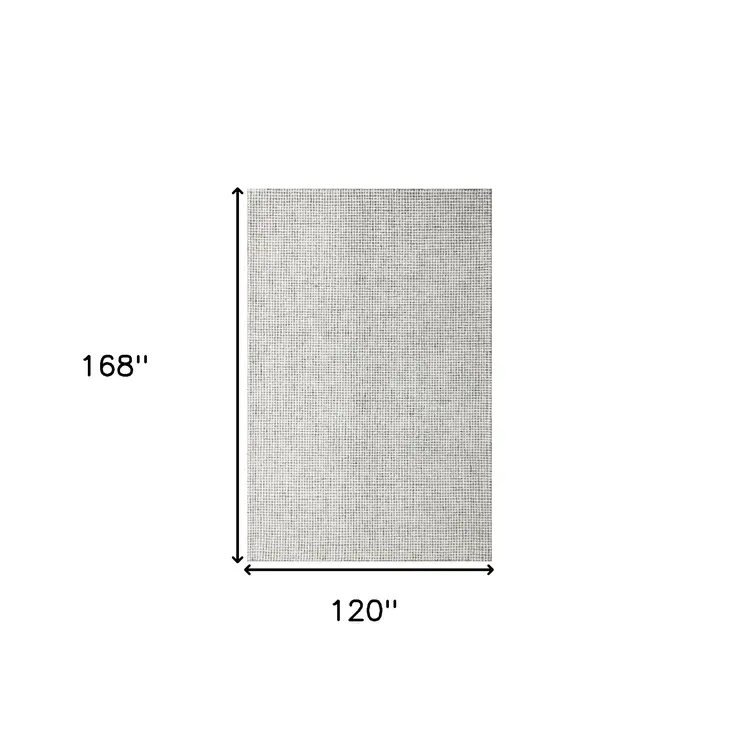 10' X 14' Gray and Ivory Wool Checkered Hand Tufted Area Rug