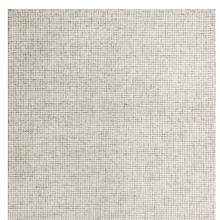 5' X 7' Beige and Ivory Wool Checkered Hand Tufted Area Rug