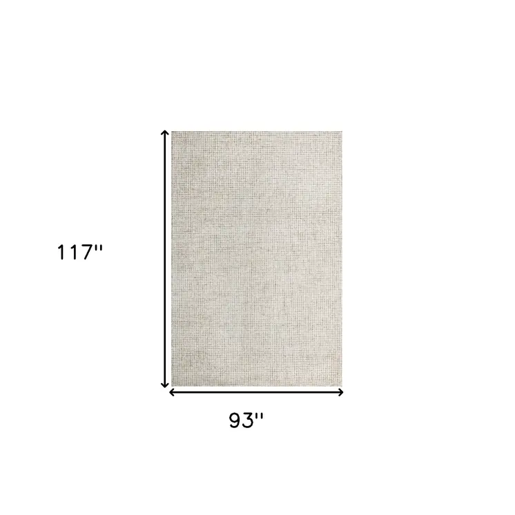 8' X 10' Beige and Ivory Wool Checkered Hand Tufted Area Rug