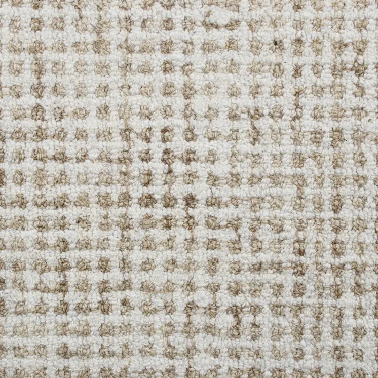 8' X 10' Beige and Ivory Wool Checkered Hand Tufted Area Rug