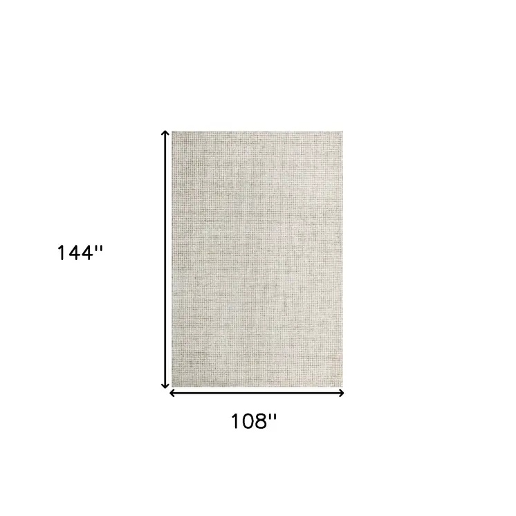 9' X 12' Beige and Ivory Wool Checkered Hand Tufted Area Rug