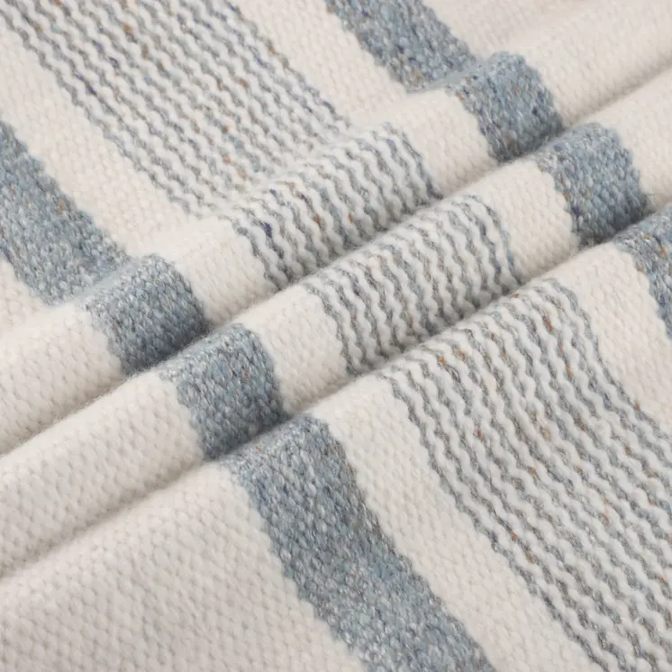 20" Blue and White Striped Throw Pillow