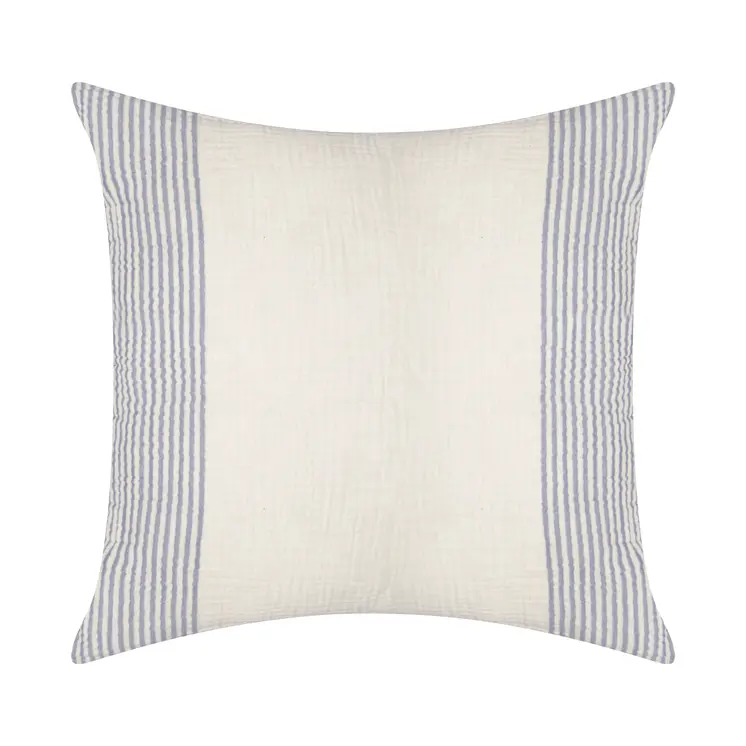 22" Blue Striped Cotton Throw Pillow