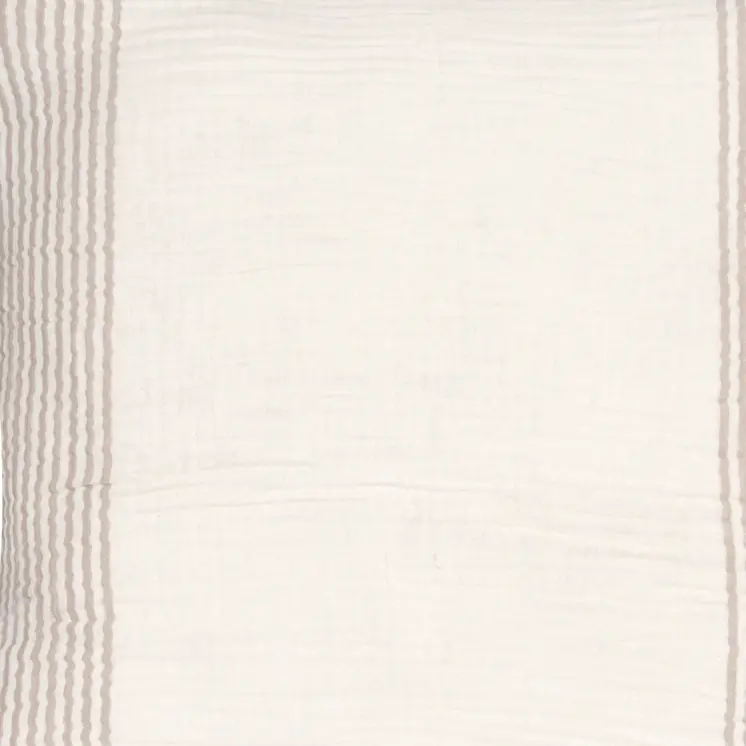 22" Beige and Ivory Striped Cotton Throw Pillow