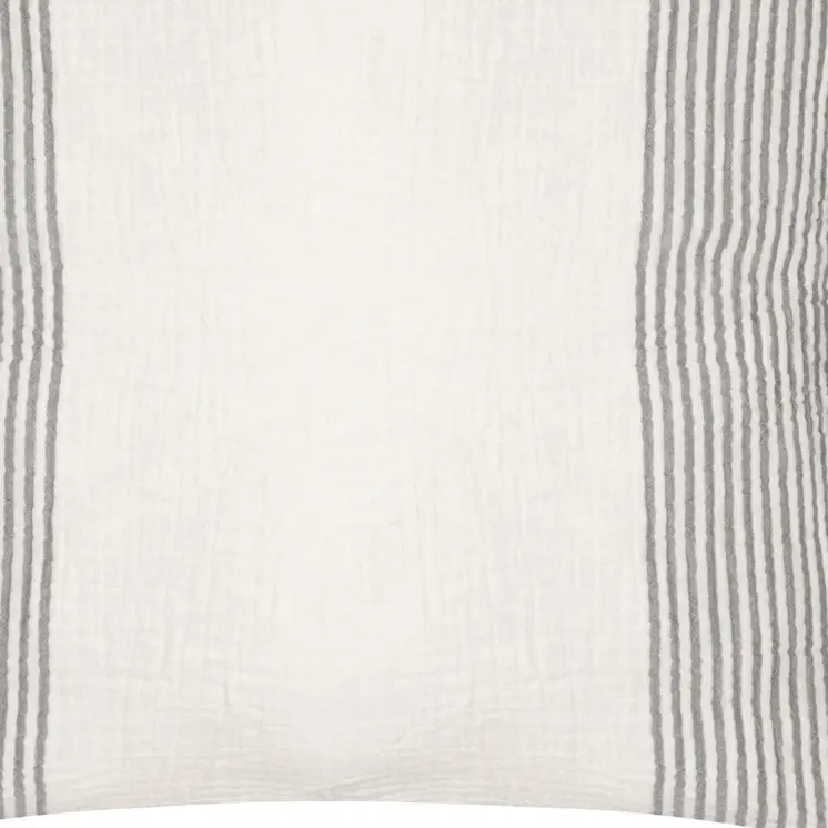 22" Gray and Ivory Striped Cotton Throw Pillow