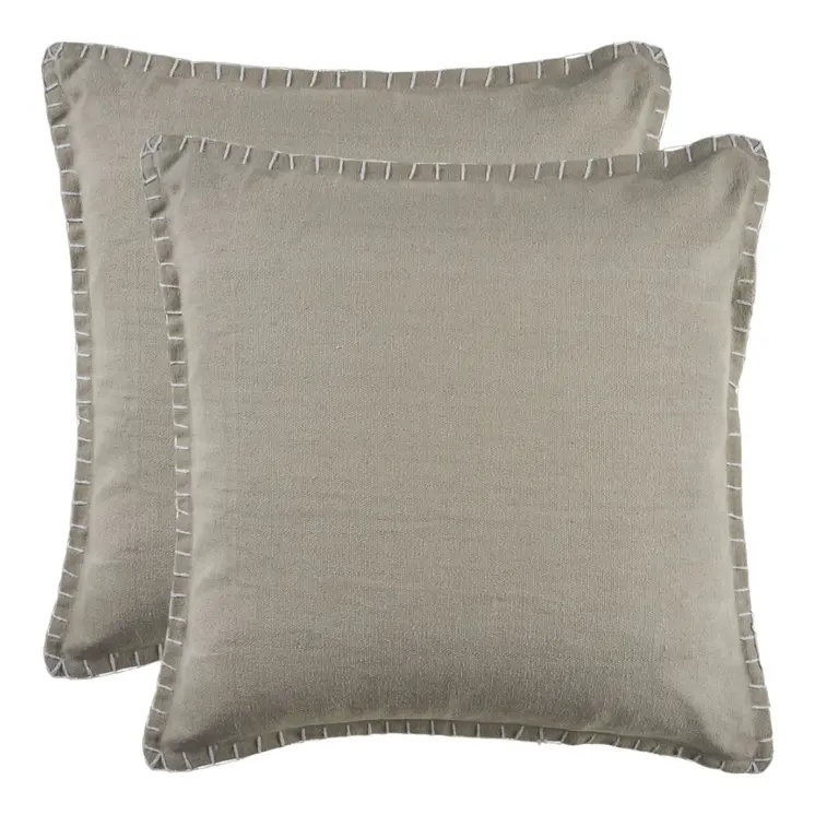 Set of Two Light Gray Cotton Throw Pillow