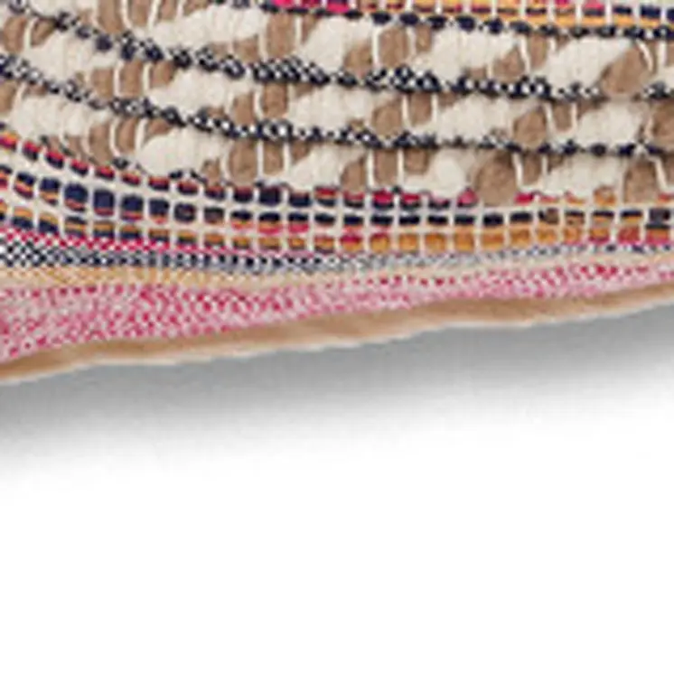 Set of Two Pink Striped Cotton Throw Pillow With Fringe