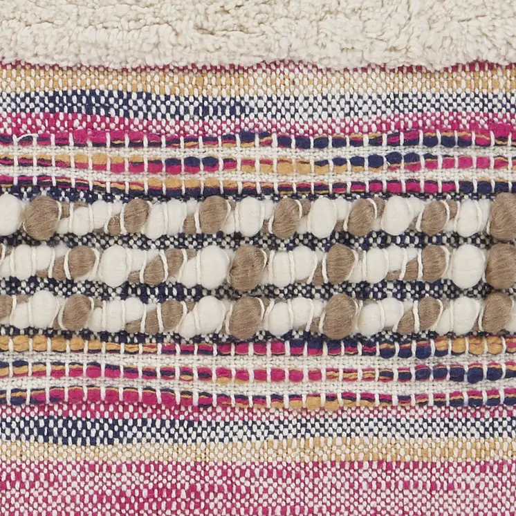 Set of Two Pink Striped Cotton Throw Pillows With Fringe