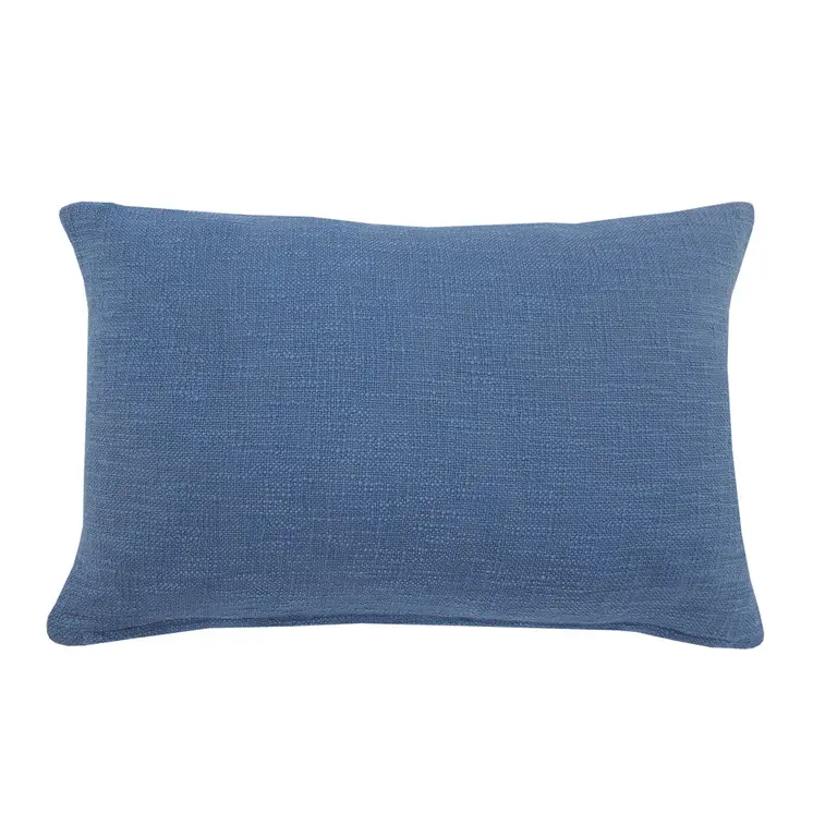 Set of Two 16" X 24" Blue Diamond Cotton Lumbar Throw Pillow With Fringe