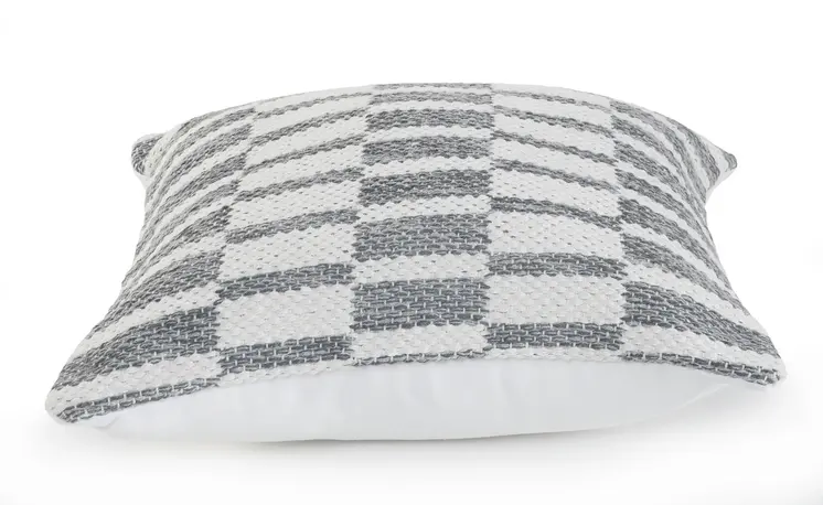 Set of Two 18" Gray Geometric Cotton Throw Pillows