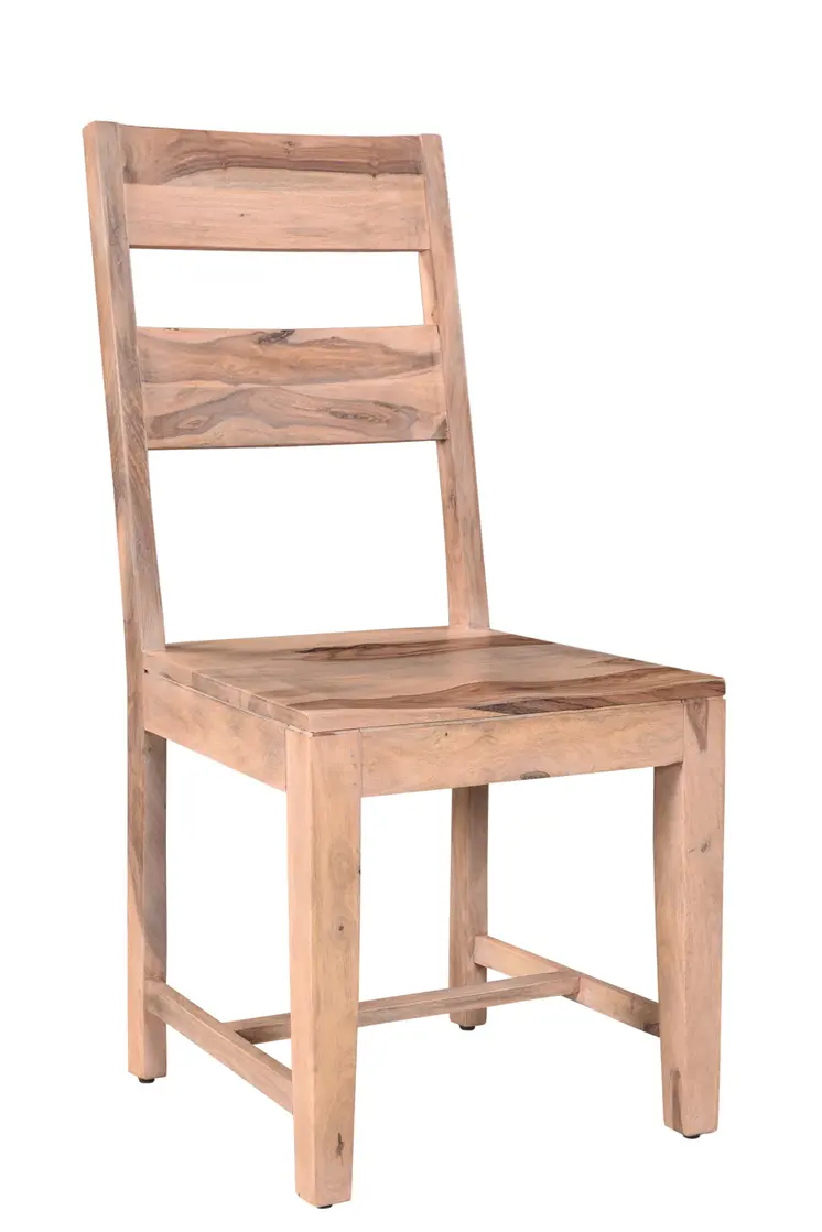 Set of Two Brown Solid Wood Ladder Back Dining Side Chairs
