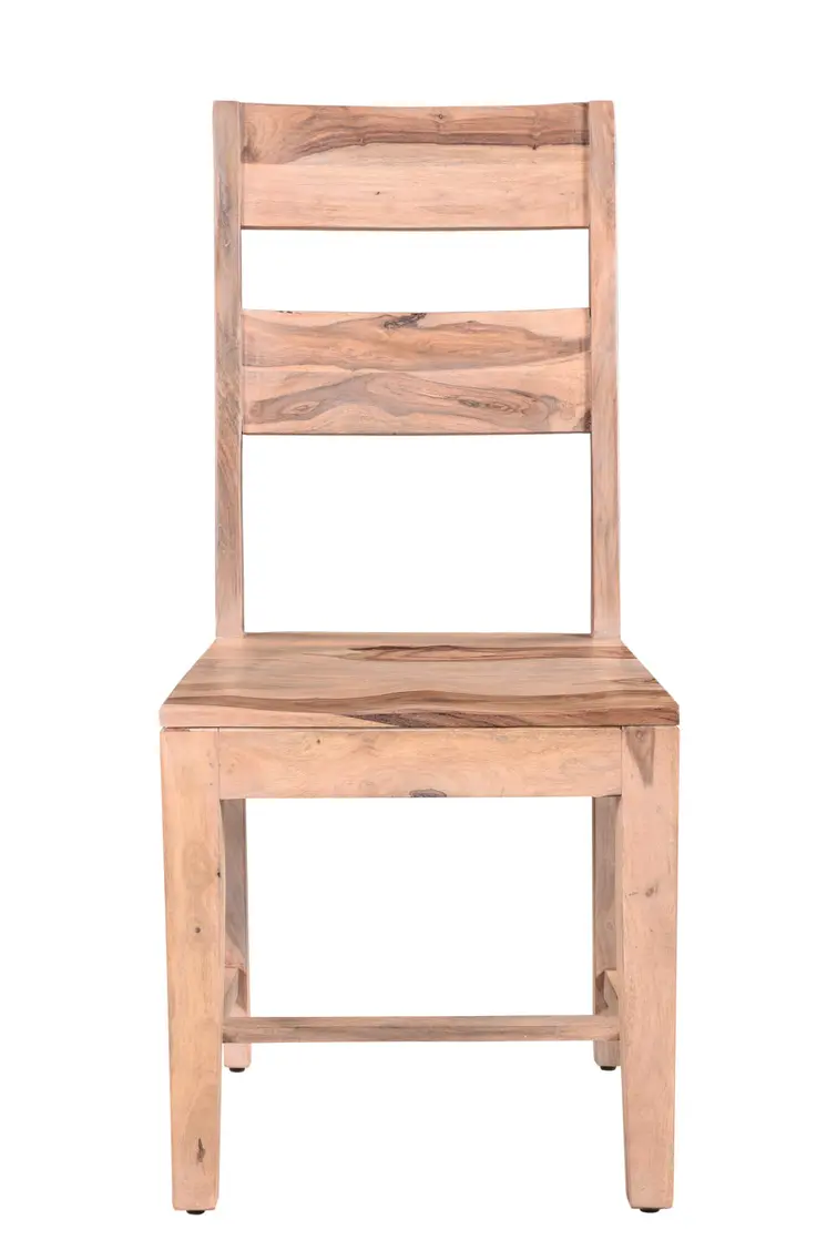 Set of Two Brown Solid Wood Ladder Back Dining Side Chairs
