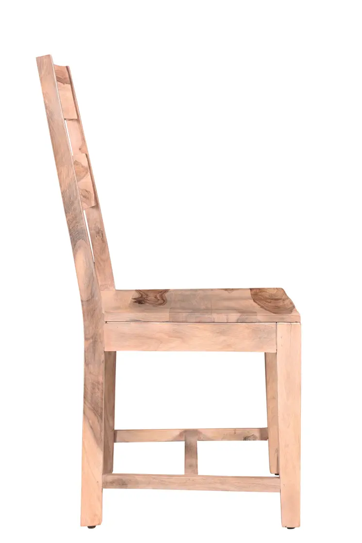 Set of Two Brown Solid Wood Ladder Back Dining Side Chairs