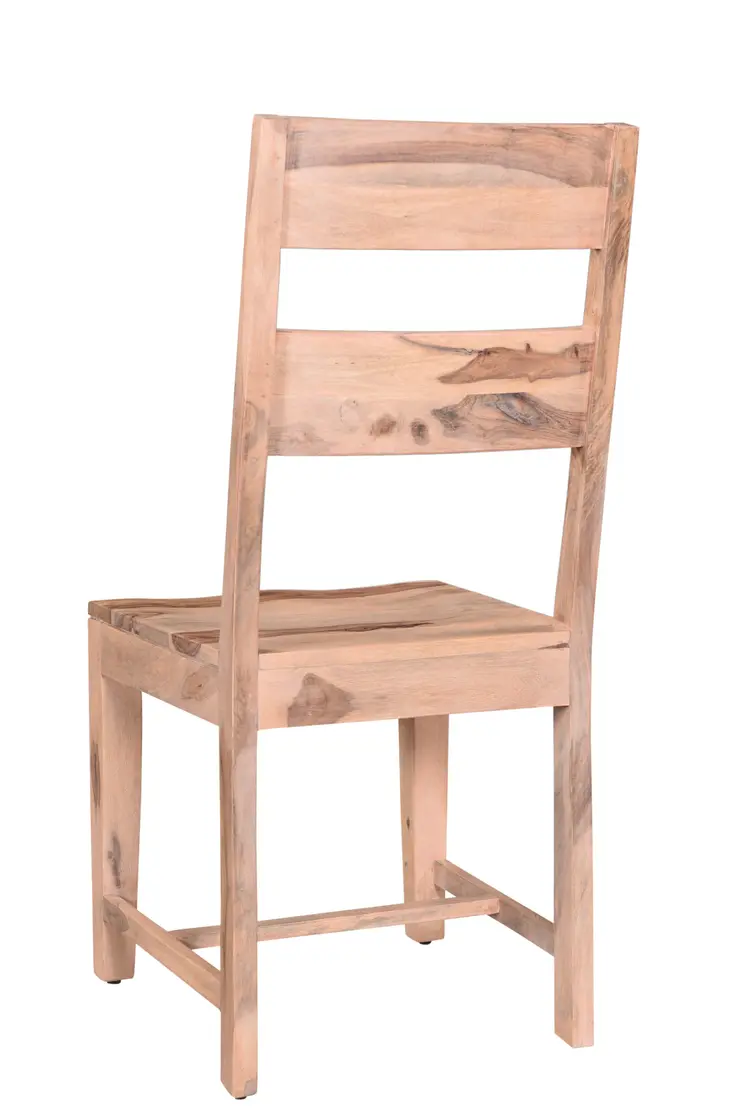 Set of Two Brown Solid Wood Ladder Back Dining Side Chairs