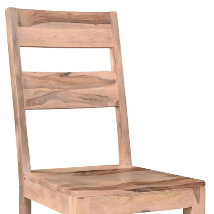Set of Two Brown Solid Wood Ladder Back Dining Side Chairs