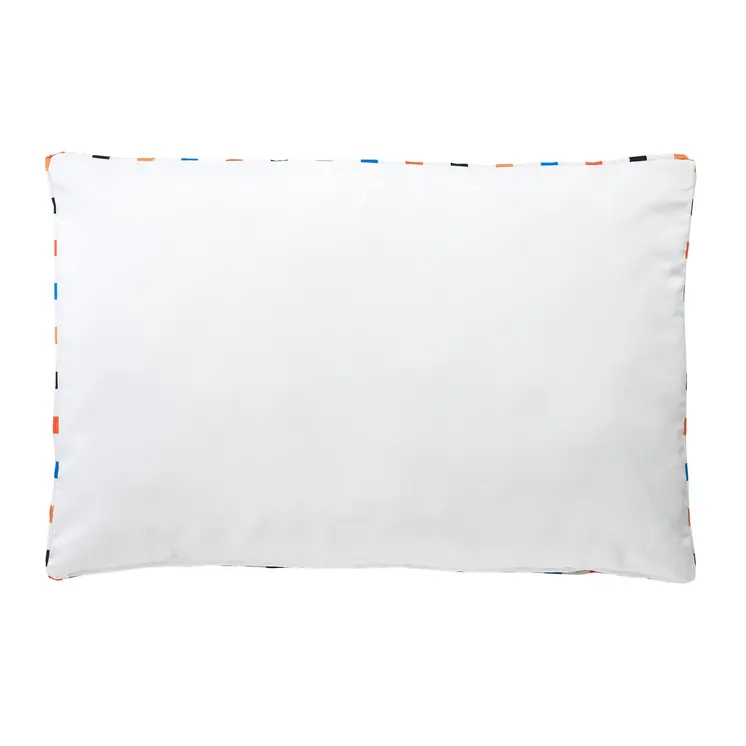 24" X 36" Blue And Orange Striped Pillow Style Pet Bed With Removable Cover