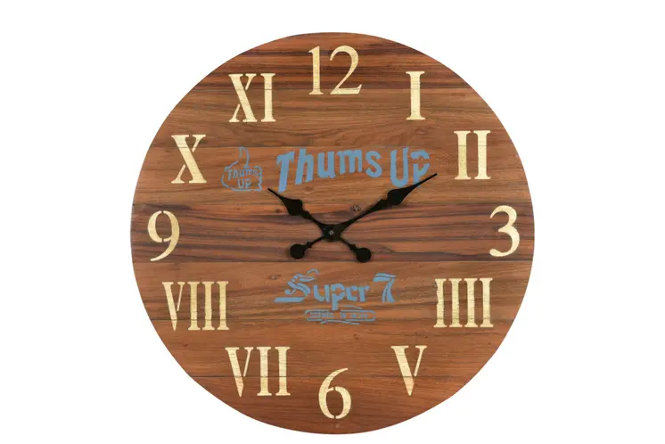 24" Brown Solid Wood Silent Analog Round Wall Clock