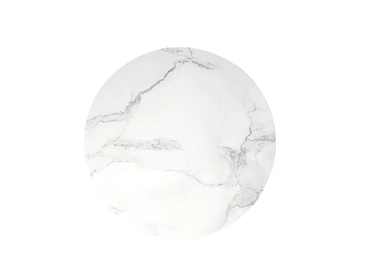16" White Marble and Wood Round Pedestal End Table