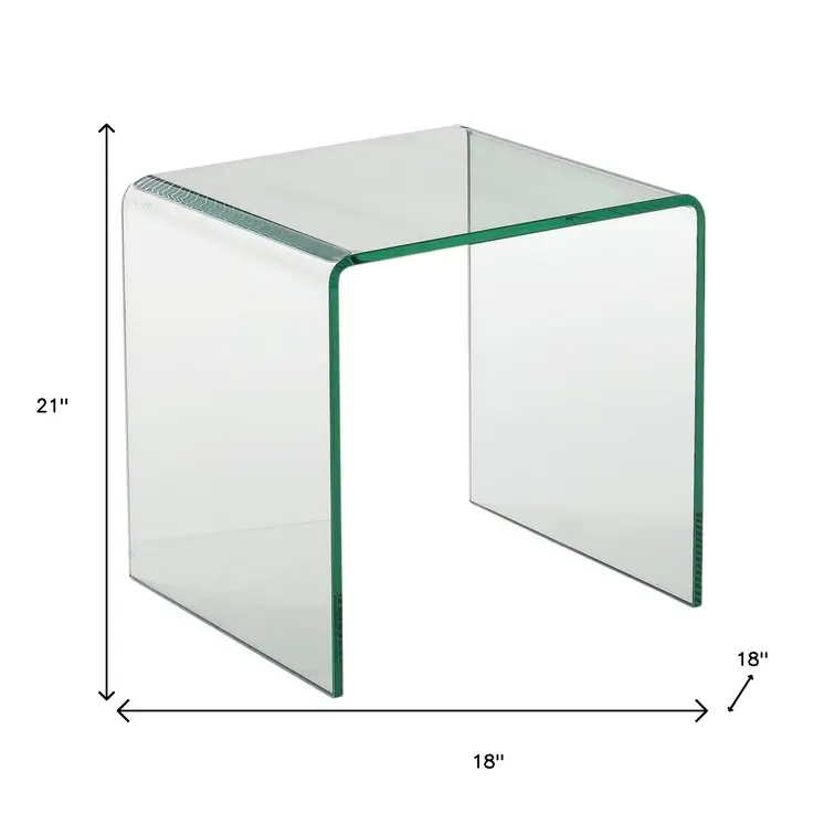 21" Clear Glass Rounded Edge End Table