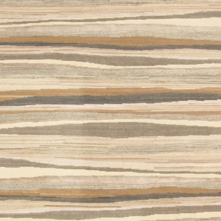 9' X 12' Beige and Brown Wool Abstract Stripe Hand Loomed Area Rug