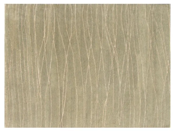 9' X 12' Beige Wool Abstract Lines Hand Loomed Area Rug