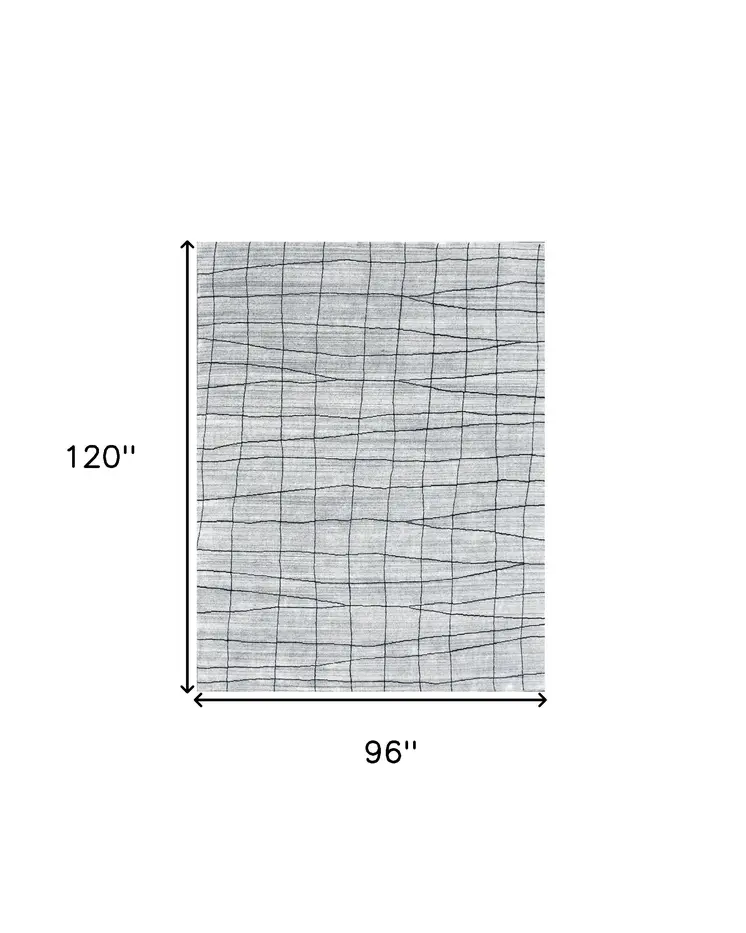 8' X 10' Gray and Black Wool Abstract Geometric Hand Loomed Area Rug