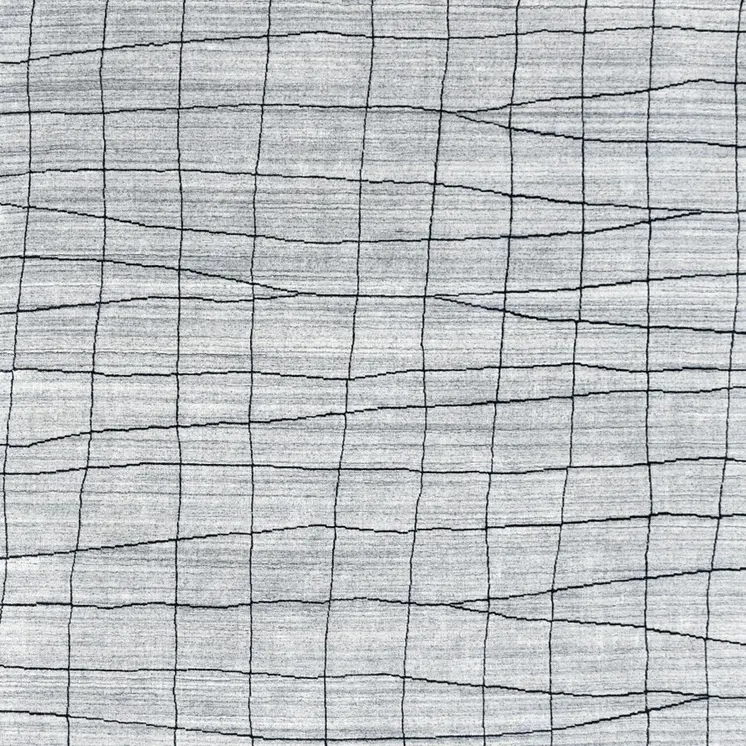 8' X 10' Gray and Black Wool Abstract Geometric Hand Loomed Area Rug