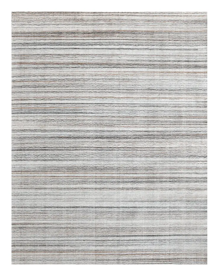 8' X 10' Beige and Gray Wool Blend Abstract Lines Hand Loomed Area Rug