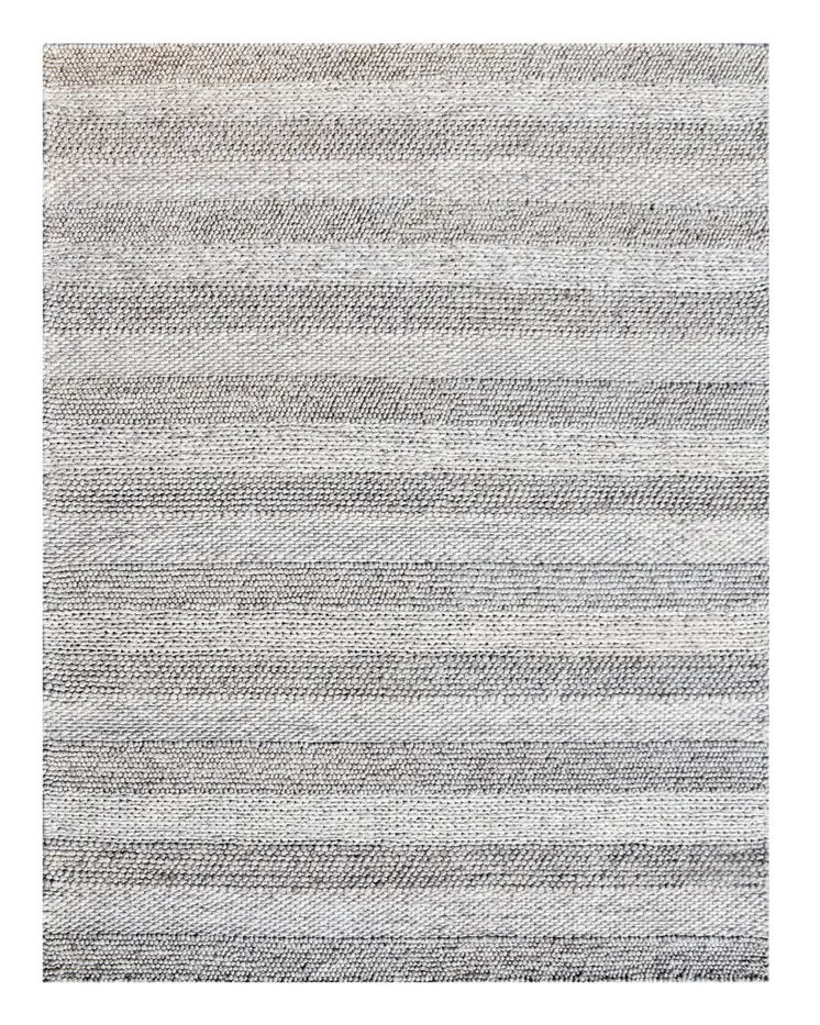 8' X 10' Beige and Gray Wool Blend Striped Hand Loomed Area Rug