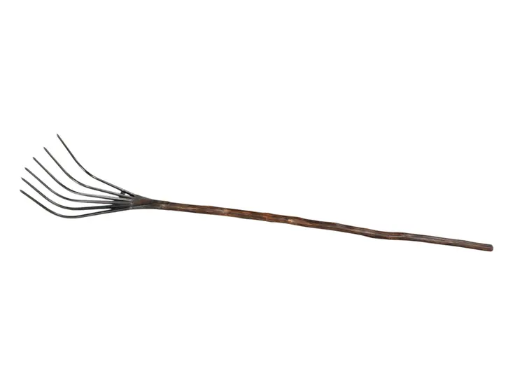 60" Brown and Black Wood and Metal Tabletop Sculpture